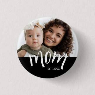 Bóton Redondo 2.54cm Mamãe Estabelecida Caps Branco Ano Novo Personaliz