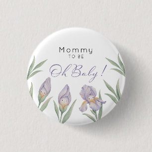 Bóton Redondo 2.54cm Mamãe para Ser Íris Floral Aquarela Roxo Lavanda