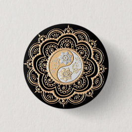 Bóton Redondo 2.54cm Mandala de Ouro & Prata