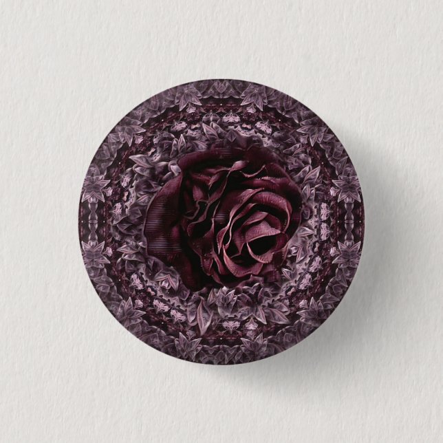 Bóton Redondo 2.54cm Mandala de Rosa  (Frente)