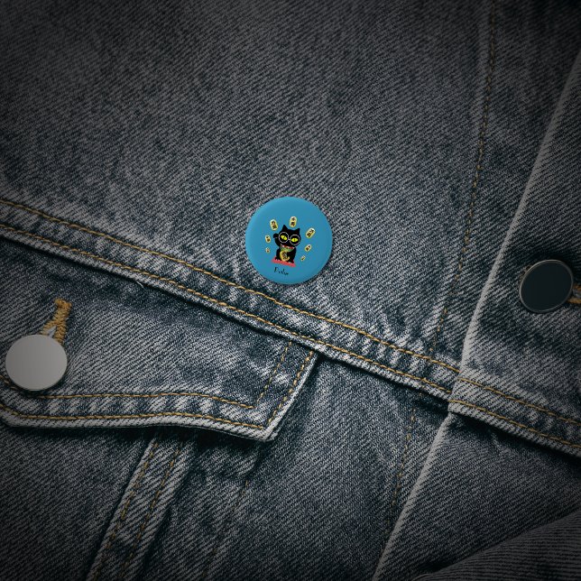 Bóton Redondo 2.54cm Maneki Neko Lucky Poilue (Maneki Neko Lucky Poilue 1 Inch Round Button)