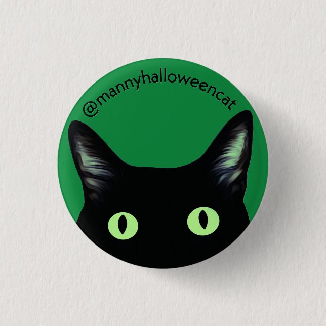 Bóton Redondo 2.54cm Manny Halloween Cat Button (Frente)