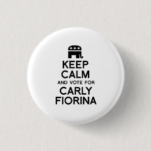 Bóton Redondo 2.54cm Mantenha a calma e vote para Carly Fiorina