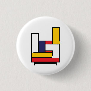 Bóton Redondo 2.54cm Mão do Rock Mondrian