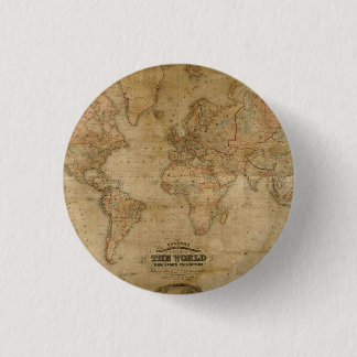 Bóton Redondo 2.54cm Mapa antigo antigo em um pino