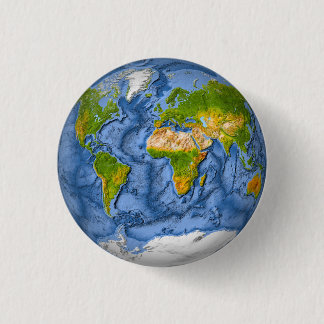 Bóton Redondo 2.54cm Mapa do mundo em um círculo