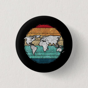 Bóton Redondo 2.54cm Mapa do Mundo Retroativo