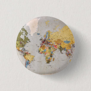 Bóton Redondo 2.54cm mapa mundial