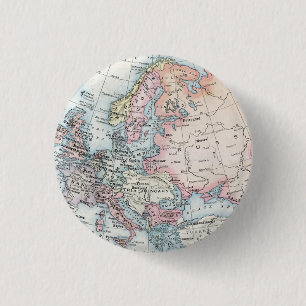 Bóton Redondo 2.54cm Mapa político da Europa (1916)
