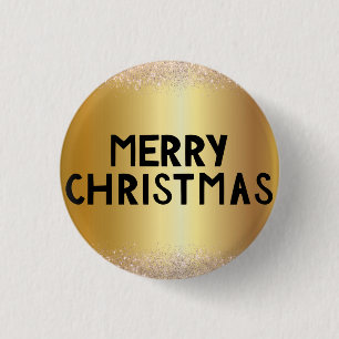 Bóton Redondo 2.54cm Maravilhoso, Incrível, Dourado Natal Feliz