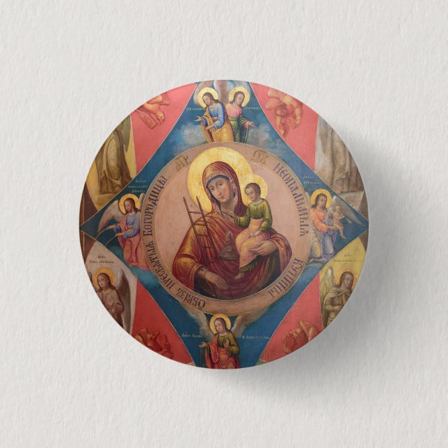 Bóton Redondo 2.54cm Maria, Jesus e Anjos (Frente)