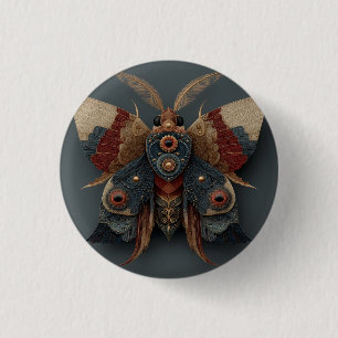 Bóton Redondo 2.54cm Mariposa 3D Simétrica Ornamentada com Acentos Dour
