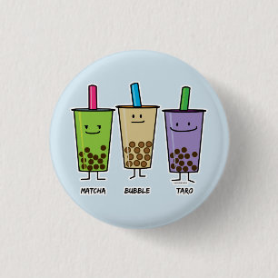 Bóton Redondo 2.54cm Matcha boba chá verde leite Taro tapioca