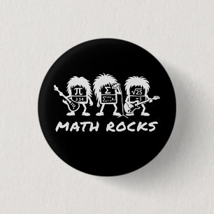 Bóton Redondo 2.54cm Matemática Rochas Humor de Banda de Rock Acadêmico
