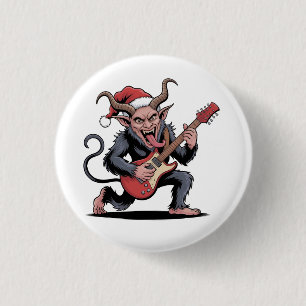 Bóton Redondo 2.54cm Mau Krampus Tocando Violão Elétrico Xmas