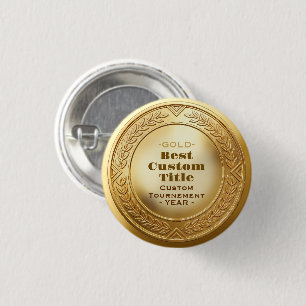 Bóton Redondo 2.54cm Medalha de Ouro Realista 3D Personalizável e Premi