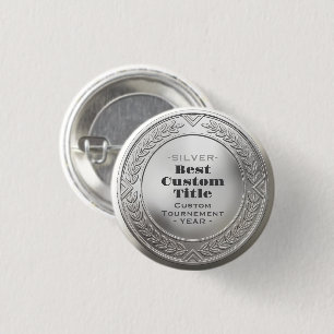 Bóton Redondo 2.54cm Medalha de Prata Realista 3D Personalizável e Edit