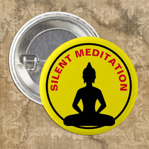 Bóton Redondo 2.54cm Meditação SILENT / Retirada de Vipassana (Buda)