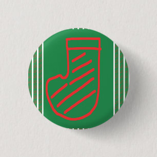 Bóton Redondo 2.54cm Meia de Natal em Verde