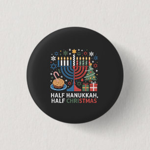 Bóton Redondo 2.54cm Meio Natal Half Hanukkah Christmukkah Funny