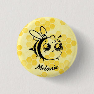 Bóton Redondo 2.54cm Mel Pastel Amarelo Abelha Fofa Personalizada