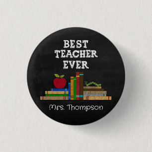 Bóton Redondo 2.54cm Melhor Professor de Todos os Tempos Quadro Negro