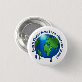 Bóton Redondo 2.54cm Melting Earth: 'Mudança climática não se importa..