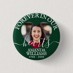 Bóton Redondo 2.54cm Memorial Personalizado de Foto do Coração