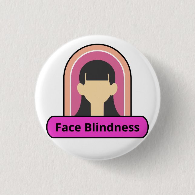 Bóton Redondo 2.54cm menina cegueira facial - rosa e branca (Frente)