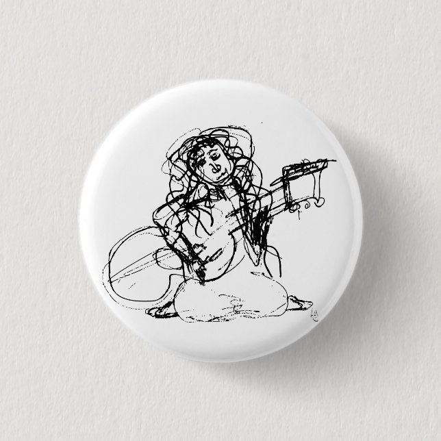 Bóton Redondo 2.54cm Menina com guitarra (Frente)