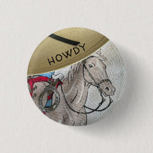 Bóton Redondo 2.54cm Meninos, o tema do cowboy anda de cavalo