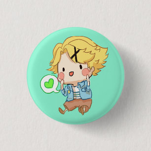 Bóton Redondo 2.54cm Mensageiro místico: Botão de cora de Yoosung