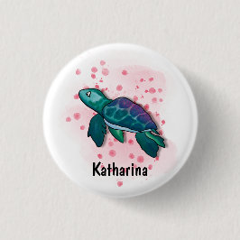 Bóton Redondo 2.54cm Mergulhe na Mágica Oceânica com Tartarugas!