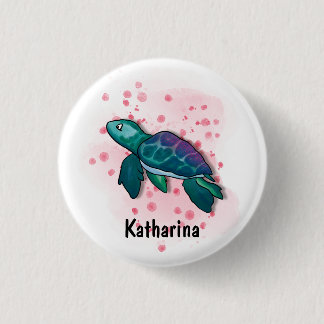 Bóton Redondo 2.54cm Mergulhe na Mágica Oceânica com Tartarugas!