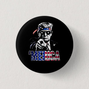 Bóton Redondo 2.54cm Merica Trump American Flag EUA