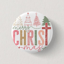 Bóton Redondo 2.54cm Merry Christ Mas Button