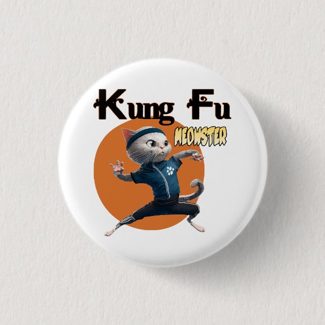 Bóton Redondo 2.54cm Mestre Meow de Kung Fu (Frente)