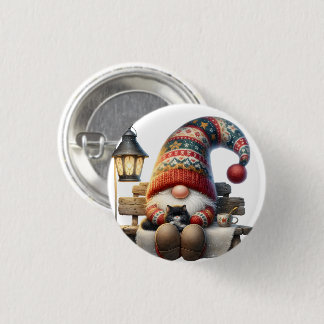 Bóton Redondo 2.54cm Metal Button Pin Winter Gnome