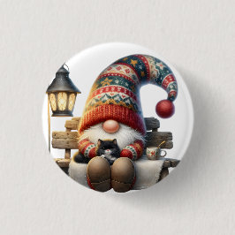 Bóton Redondo 2.54cm Metal Button Pin Winter Gnome