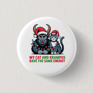Bóton Redondo 2.54cm Meu Gato e o Krampus Têm a Mesma Energia Divertida