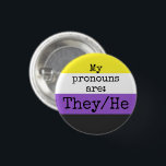Bóton Redondo 2.54cm Meus pronomes são: Eles/Ele - Sinalizador Não Biná<br><div class="desc">Meus pronomes são: Eles/Ele - Sinalizador Não Binário</div>