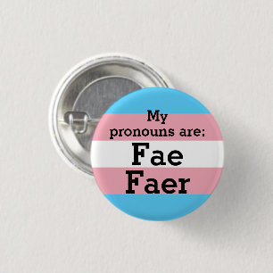 Bóton Redondo 2.54cm Meus pronomes são: Fae Faer - Trans Flag