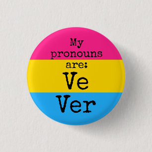 Bóton Redondo 2.54cm Meus pronomes são: Ve Ver - bandeira pansexual