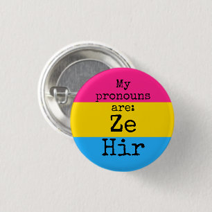 Bóton Redondo 2.54cm Meus pronomes são: Ze Hir - bandeira pansexual