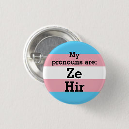 Bóton Redondo 2.54cm Meus pronomes são: Ze Hir - Bandeira Trans