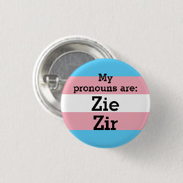 Bóton Redondo 2.54cm Meus pronomes são: Zie Zir - Bandeira Trans