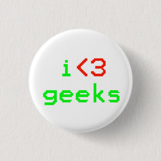 Bóton Redondo 2.54cm Mim botão dos geeks do coração (Frente)