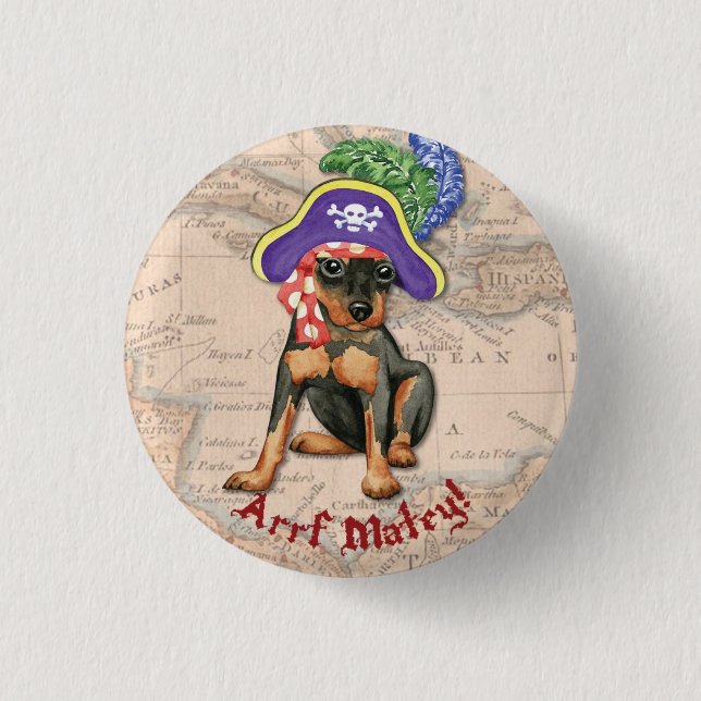 Bóton Redondo 2.54cm Miniature Pinscher Pirate (Frente)