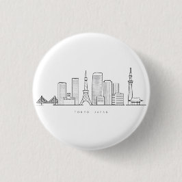 Bóton Redondo 2.54cm Minimalist Tokyo Skyline Illustration