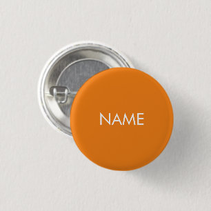 Bóton Redondo 2.54cm Mínimo branco laranja de texto de nome personaliz
